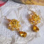 BO Sunflower Gold bestickt mit Swarovski-Kristallen, Metallrosen und Miyuki-Rocailles